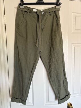 H&M Olive Green Tie-Waist Chinos